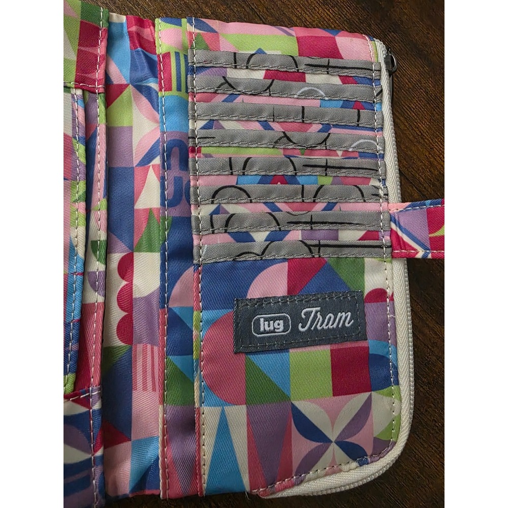 Lug Tram Wallet Multicolor Geometric Quilted Slim Travel Organizer Card Holder - Picture 5 of 9